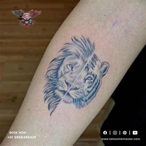 Dual Inked Tattoo of a Lion and Tiger | Tattoo Ink Master