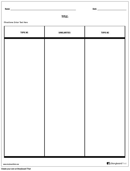 Compare and Contrast Worksheets | Compare and Contrast Chart