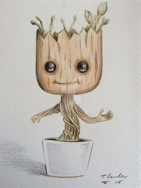 Dancing baby Groot colour pencil drawing by billyboyuk Easy Pencil ...