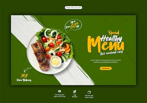 Delicious Food Menu and Restaurant Web Banner Template - HD Stock Images