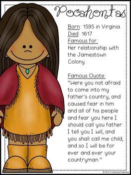 Pocahontas Biography Pack (Women's History) | Pocahontas biography ...