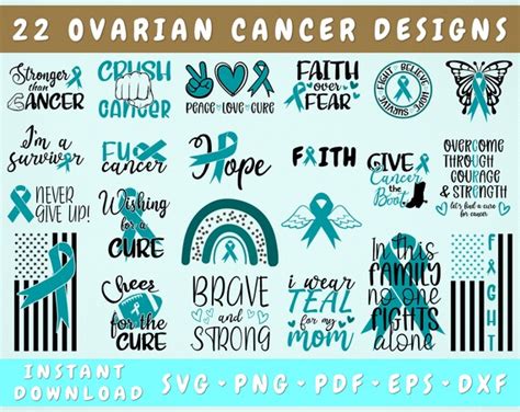 Ovarian Cancer Awareness SVG Bundle 22 Designs Ovarian - Etsy