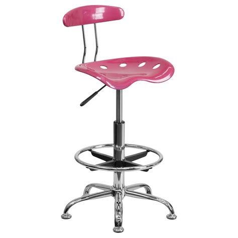 Flash Furniture LF-215-PINK-GG Pink Drafting Stool with Tractor Seat ...