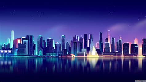 Neon City Skyline 4K wallpaper download