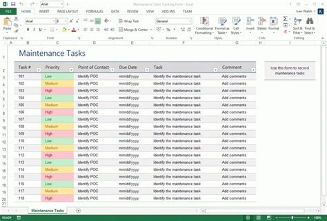 Maintenance Plan Template Checklist Log Ms Wordexcel throughout ...