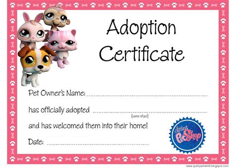 Kitten Adoption Certificate within Toy Adoption Certificate Template ...