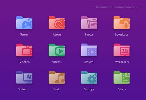 Windows Coloured Folder Icons By Arunasok On Deviantart Images | The ...