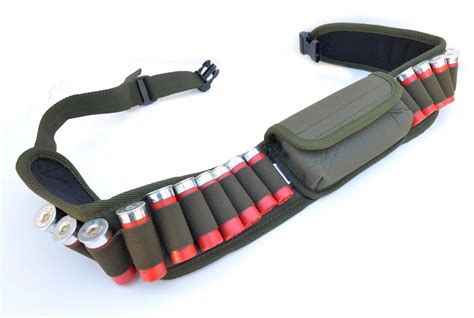 Hunting Shotgun Shell Belt Ammo Carrier Waist Belt with glass pouch ...