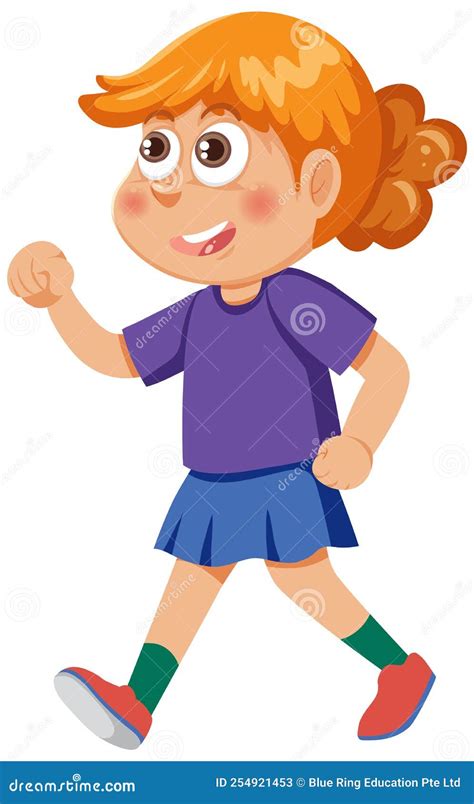 Cute Girl Walking Cartoon Character Stock Vector - Illustration of kids ...