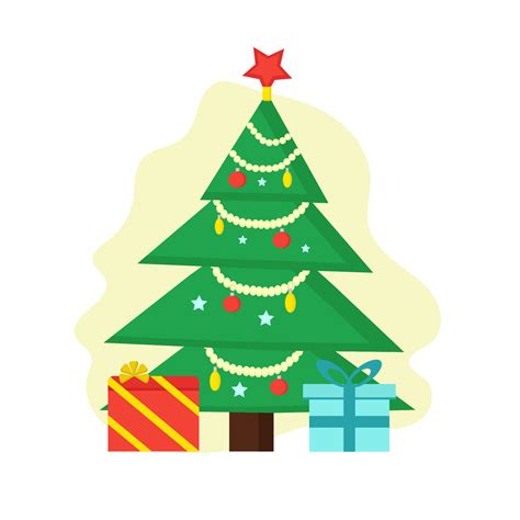 Christmas tree with Christmas toys and gifts. Vector isolated image for ...