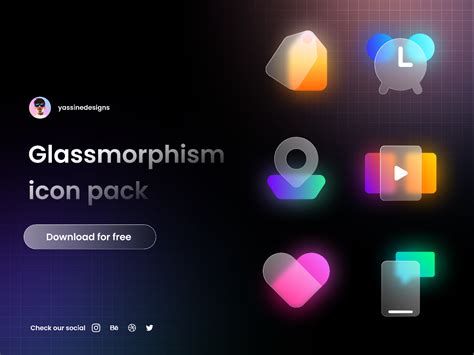 glassmorphism icon set | Figma