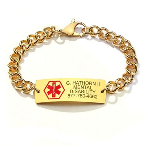 Men's Engraved Wide Gold Medical ID Bracelet | Custom Medical Alert Jewelry