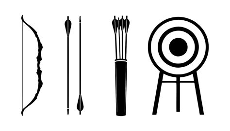 complete set of bow and arrow silhouette, archery vector icon 8962736 ...