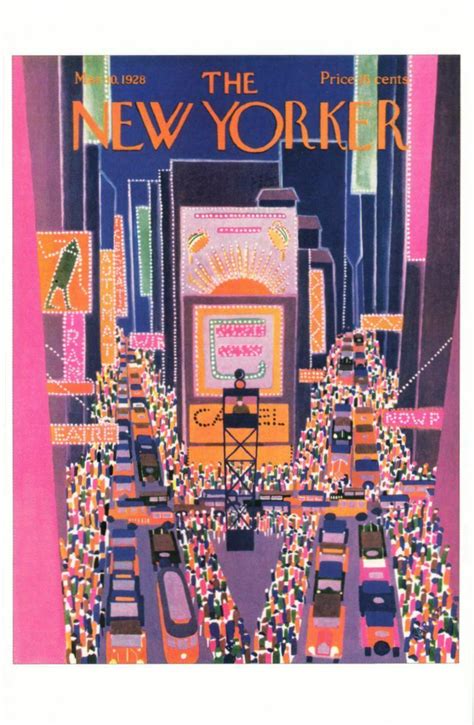 Times Square in the 1920s NYC on 1928 The New Yorker Magazine Postcard ...