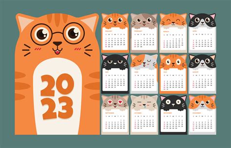 Cute Calendar 2023 Template 13384646 Vector Art at Vecteezy