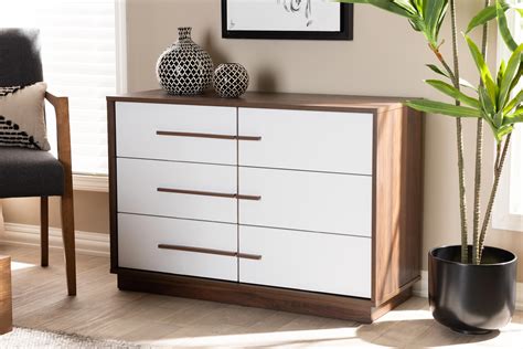 Baxton Studio Mette Mid-Century Modern Two-Tone White and Walnut ...