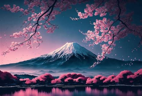 Premium Photo | Spring cherry blossom with Mount Fuji in the background ...