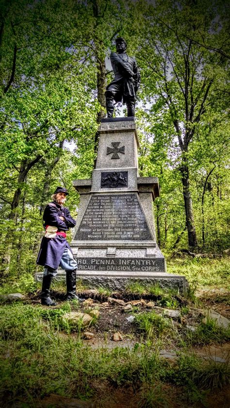 Tom Hansen as Col. Strong Vincent, visiting Little Round Top. 83rd PA ...