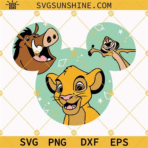 The Lion King SVG, Simba Timon Pumbaa SVG, Disneyland Ears SVG Cut file