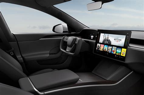 The redesigned Tesla Model S interior swaps in a steering yoke