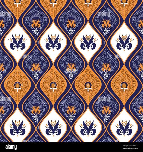 Unique pattern on Indonesian batik design with modern blue brown color ...