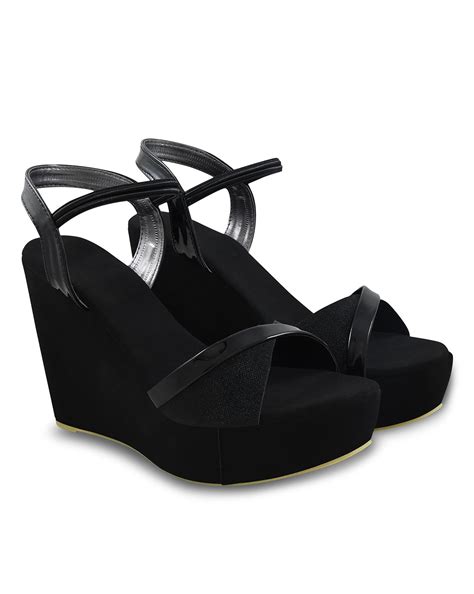 Black Wedge Heels Sandals