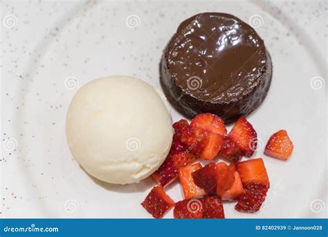 Chocolate Lava Cake with Ice Cream . Stock Image - Image of mousse ...