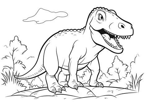 Simple Tyrannosaurus Rex - Dinosaurs Kids Coloring Pages - Page page/3/