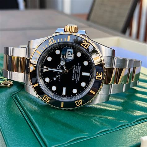 Rolex Submariner 116613 LN Black Two Tone Gold Steel Automatic Ceramic ...