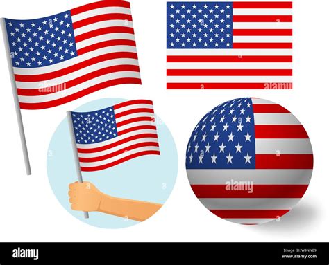 United States of America flag icon set. National flag of United States ...