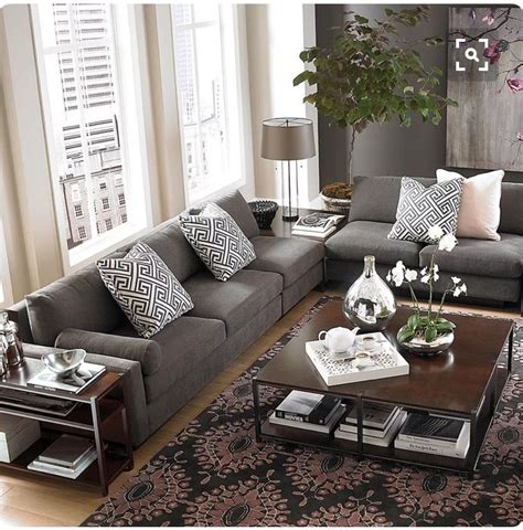 My future living room: gray couches dark end tables | Living room color ...