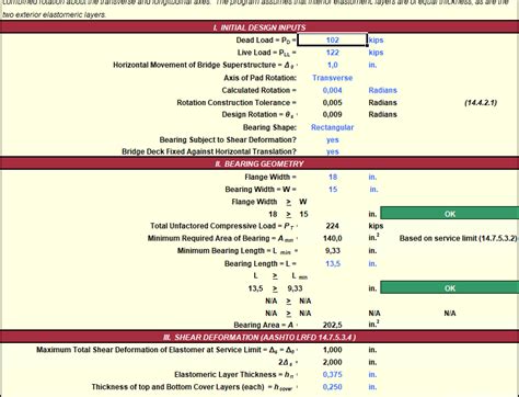 Bridge Bearing Design Method B Spreadsheet