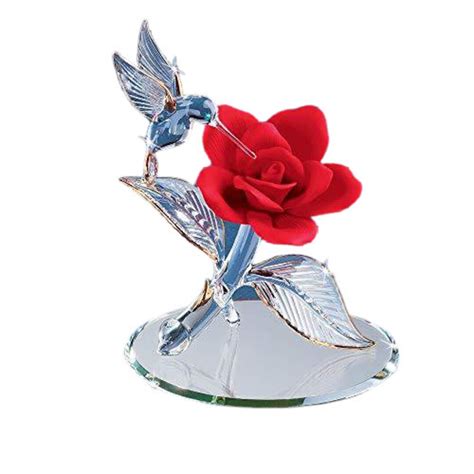 Glass Baron Hummingbird W/rose Red Figurine - Etsy