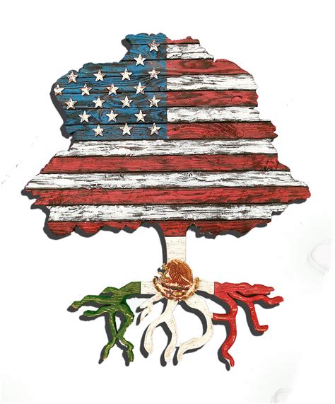 American flag tree with root flag of Mexico or country of your choice ...