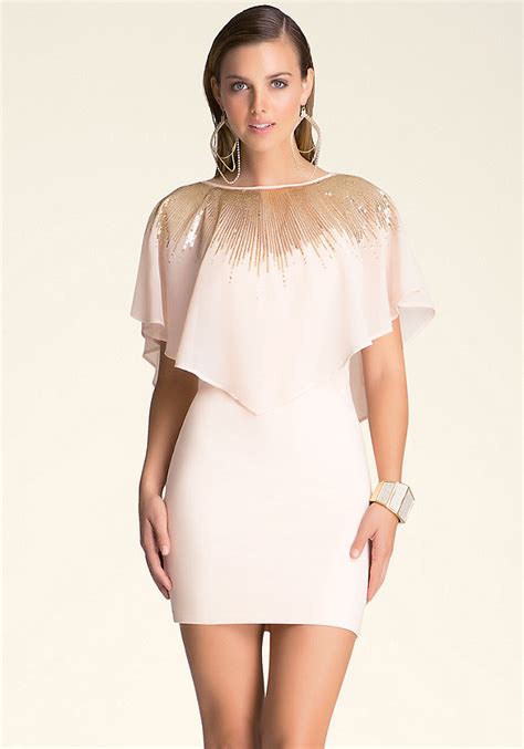 Sequined Overlay Dress | bebe