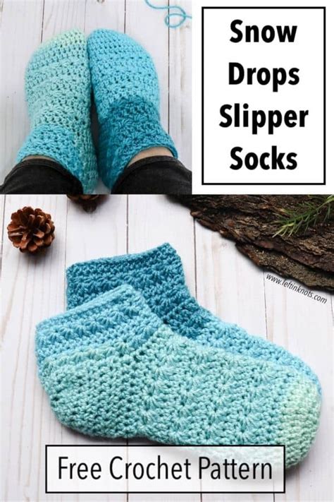 Crochet Snow Drops Slipper Socks - Free Pattern - Left in Knots