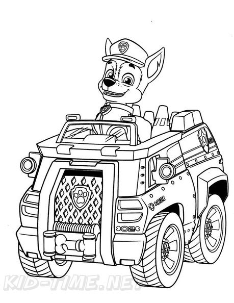 Paw Patrol Chase Car Coloring Pages Paw Patrol Chase Coloring Page In ...