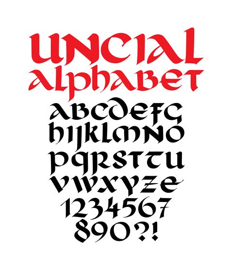 Roman uncial font. Letters and numbers in the Gothic style. 3587045 ...