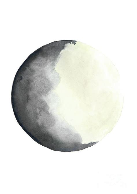 Charcoal and cream waxing gibbous moon watercolor Painting by Joanna ...