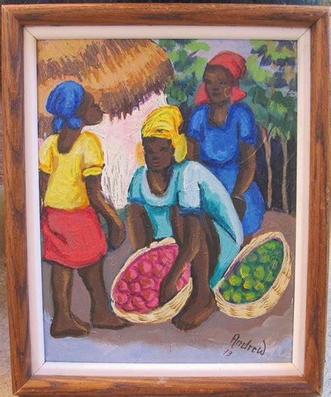 Original Haitian Folk Art Naif Painting by Andrew "Village" - Haitian ...