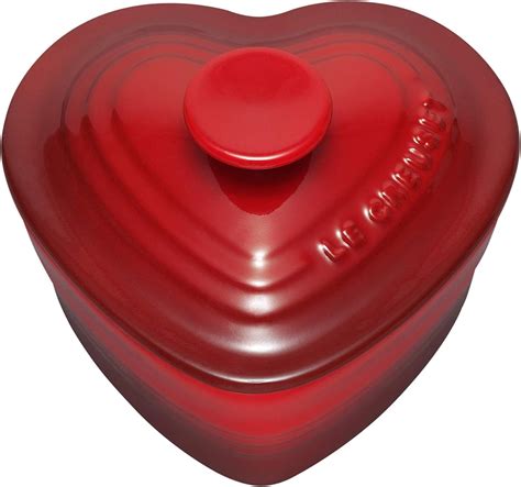 Le Creuset Stoneware Heart Ramekin with Lid, 0.3 L, Cerise ...