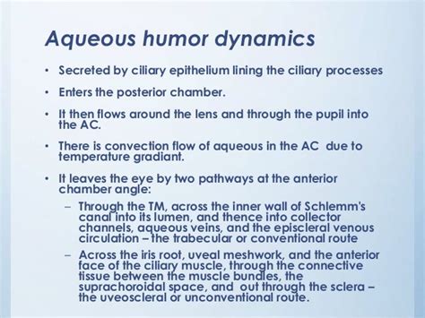 Physiology of aqueous humor