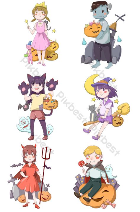 Halloween Character Drawing Illustration | PSD PNG Images Free Download ...