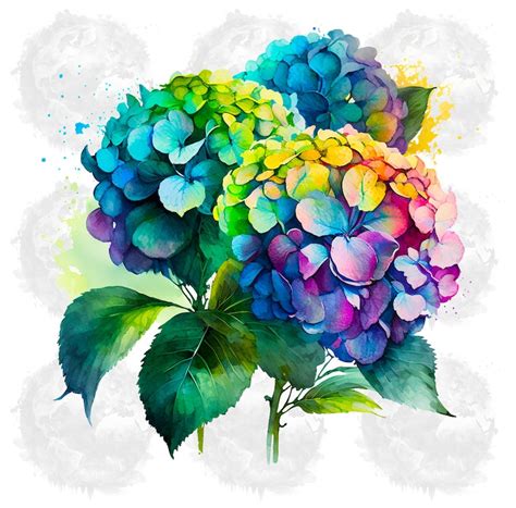 Hydrangea Art, Watercolor Hydrangea Clipart, Watercolor Hydrangea ...