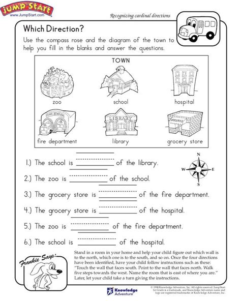 Cardinal Direction Worksheet For Grade 3