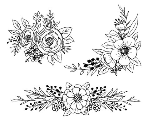 Flower Line Drawing Border Design | Best Flower Site