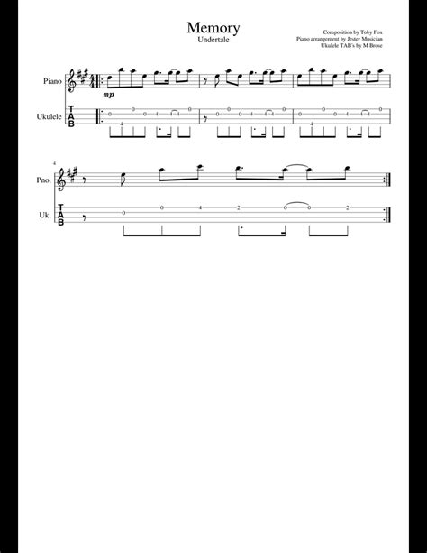 Memory Undertale sheet music for Piano, Guitar download free in PDF or MIDI