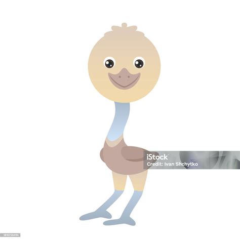 Funny Cute Emu Cartoon Children Character Isolated On White Background ...