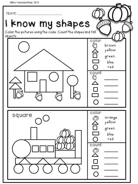 Download free printables at preview. I know my shapes. Fall Math and ...