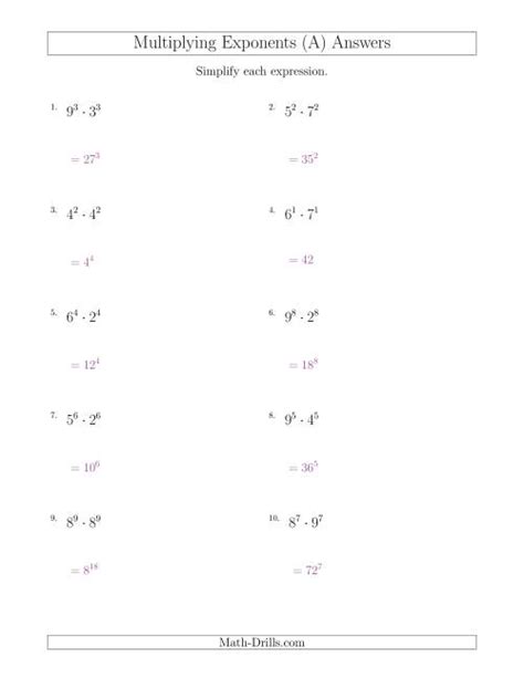 Multiplying Exponents With Different Bases and the Same Exponent (All ...